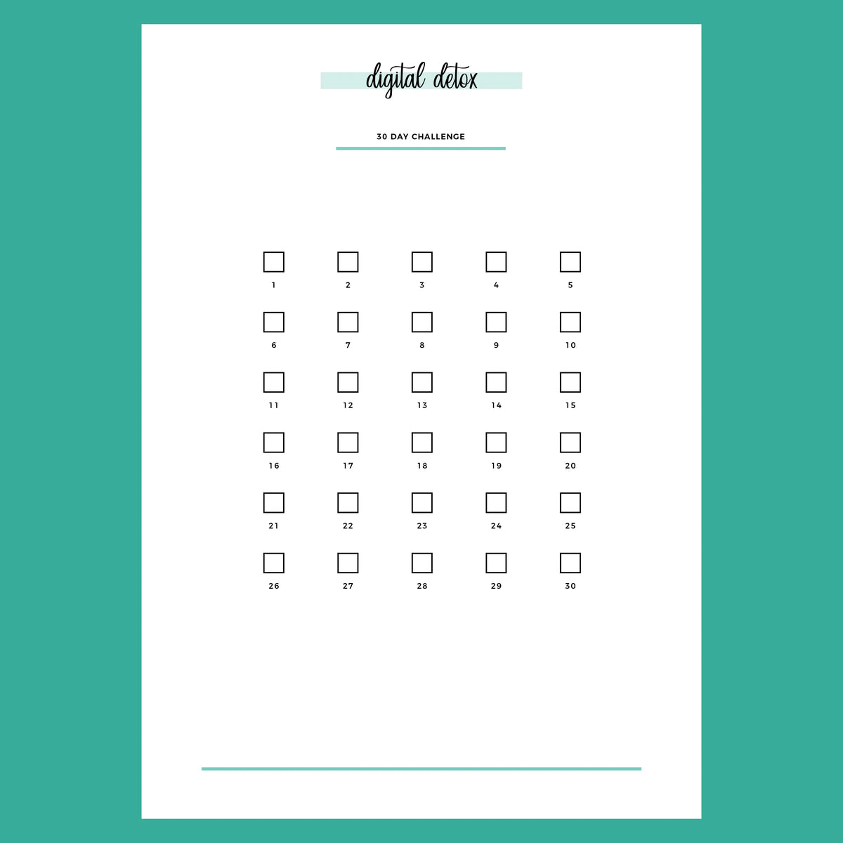 30 Day Digital Detox Challenge A5 | Printable PDF Template – Plan Print ...