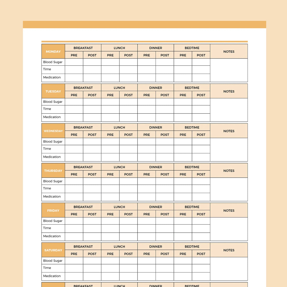 Blood Glucose Chart PDF | A4 & US Letter Sizes | Instant Download ... Blood Glucose Chart PDF | A4 & US Letter Sizes | Instant Download ...