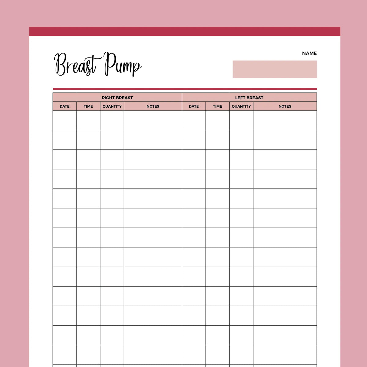 Breast Pump Log Template breast pump log template | a4 & us letter sizes | instant download