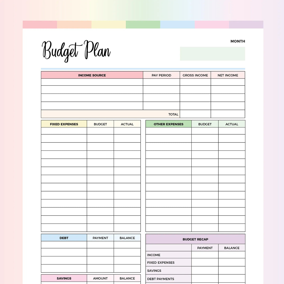 Budget Planner Printable Instant Download PDF A4 and US Letter