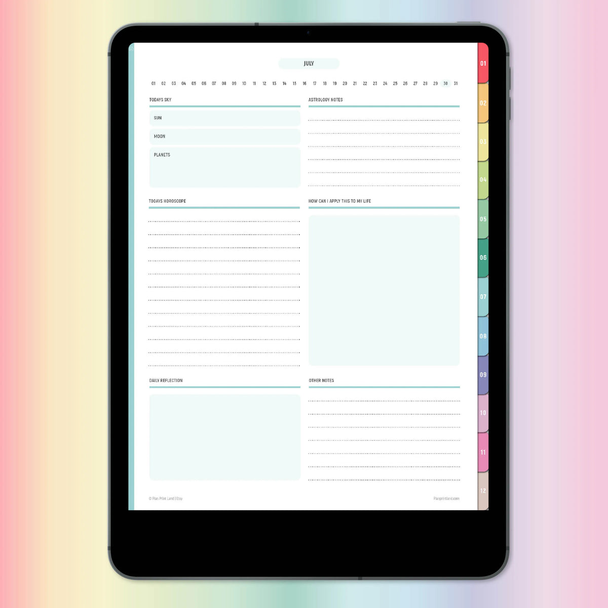 daily-horoscope-journal-digital-planner-hyperlinked-pdf-plan-print-land