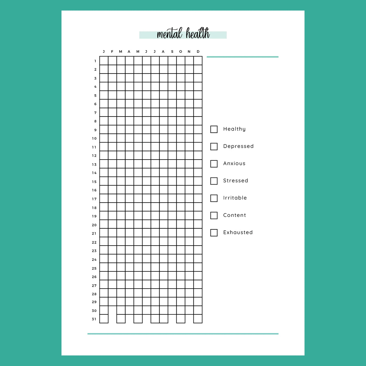 Daily Mental Health Tracker A5 | Instant Download Printable Template – Plan Print Land for Free Mental Health Tracker Printable