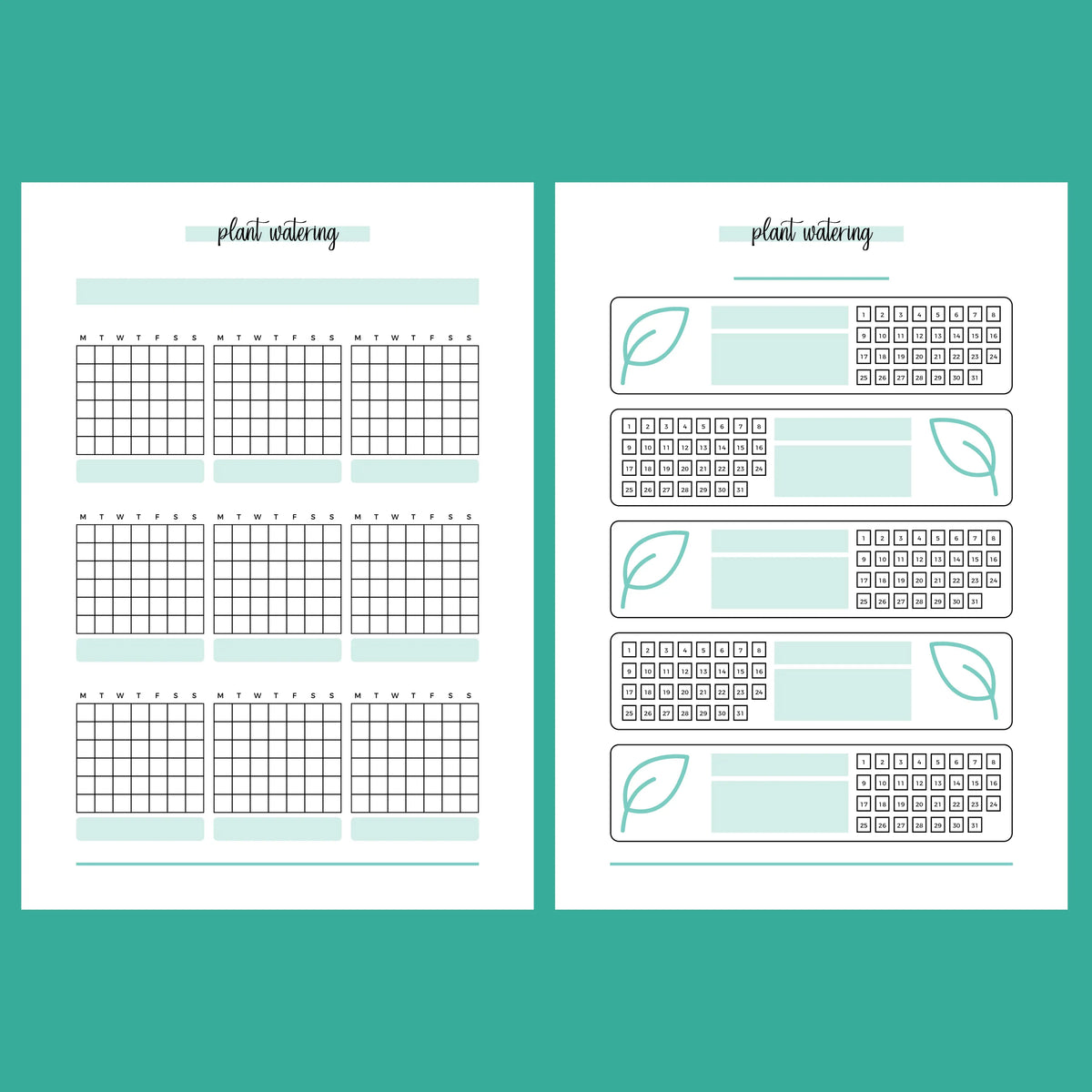 indoor plant watering schedule template Plant Watering Tracker Journal Template | Instant Download