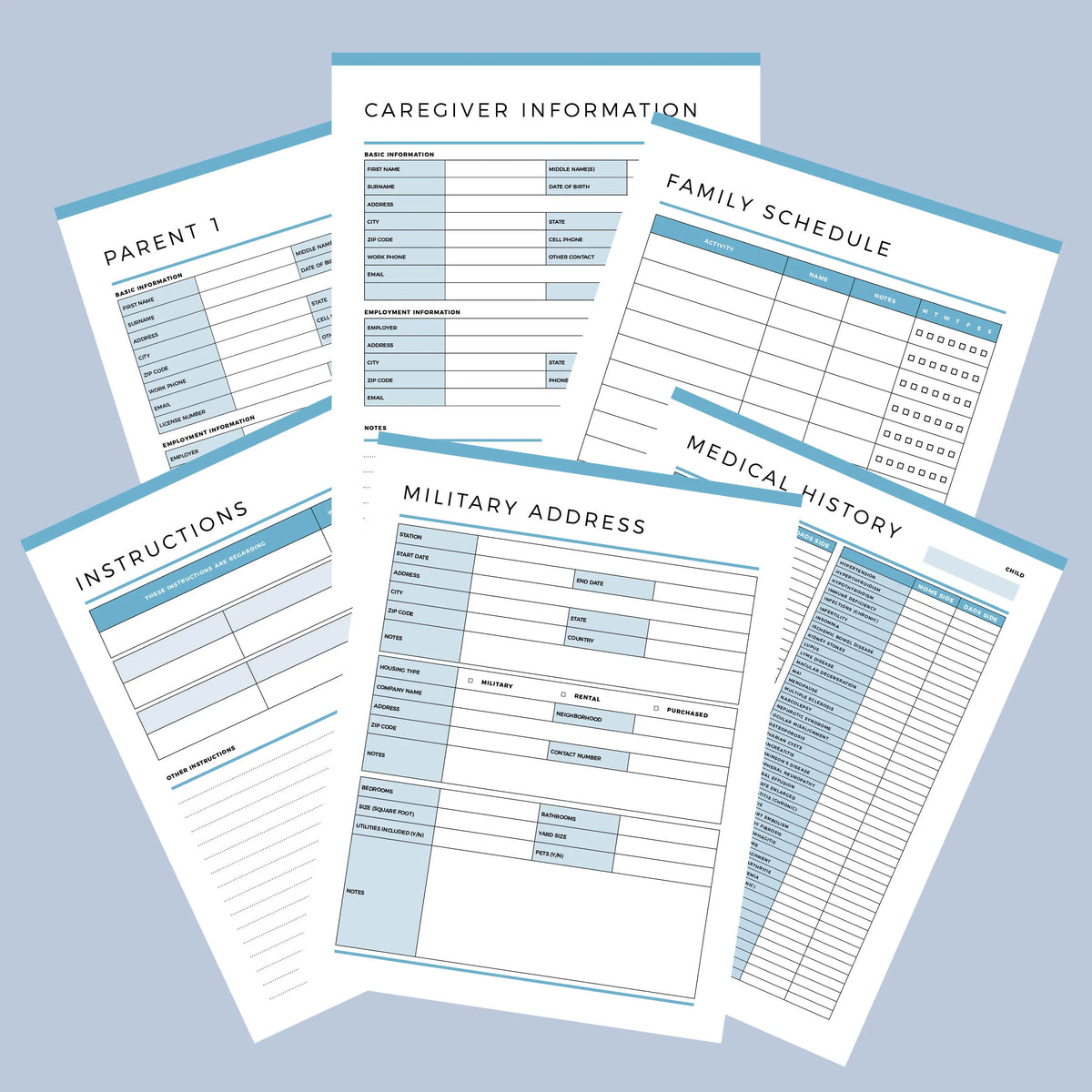 Printable Military Family Care Plan Army, Navy & Airforce Compatable
