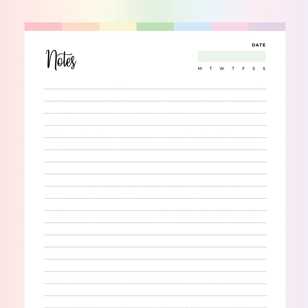 Weekly Note Taking Template PDF, A4 & US Letter Sizes