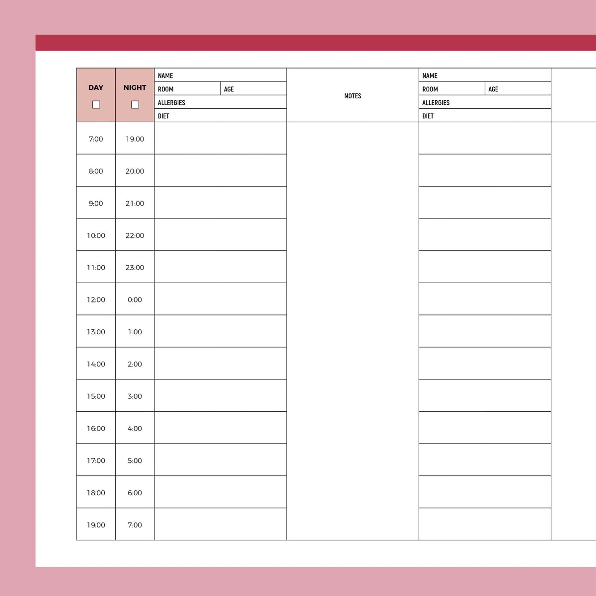 Printable Report Sheets For Nurses A4 And Us Letter Sizes Instant Download Printable Plan 4903