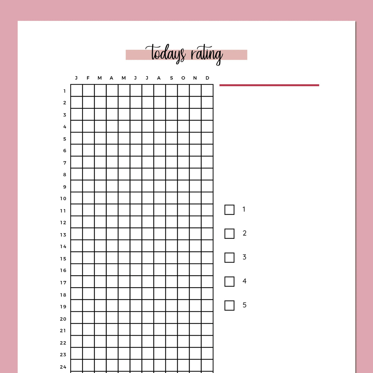 Rate My Day Printable A5 rate my day printable a5 | instant download printable template