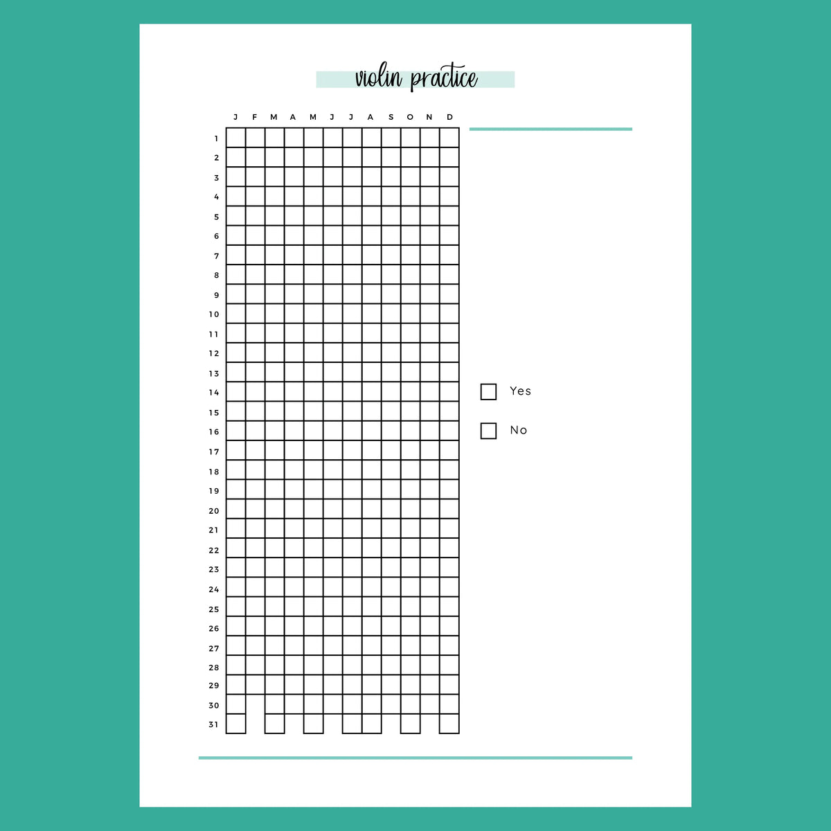 Violin Practice Log A5 | Instant Download Printable Template – Plan ...