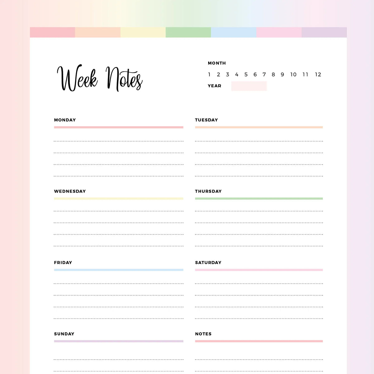 Weekly Note Taking Template PDF | A4 & US Letter Sizes | Instant Download Printable – Plan Print Land weekly-note-taking-template-pdf-a4-us-letter-sizes-instant-download-printable-plan-print-land