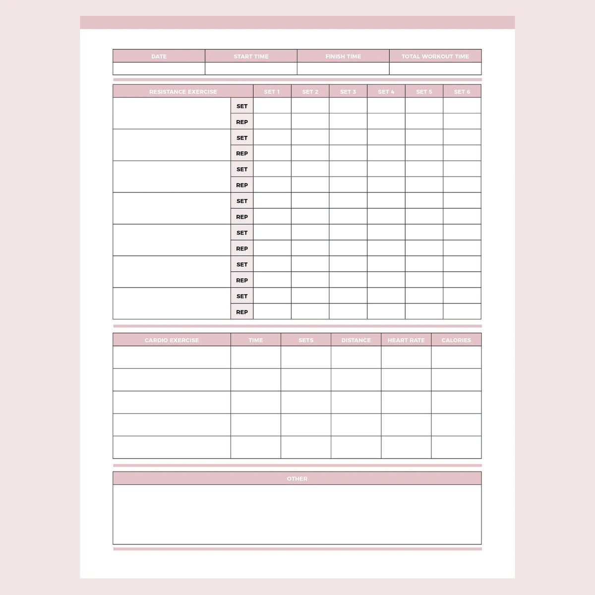 Workout Log Monthly Workout Journal Exercise Log Activity Log Cardio  Tracker Printable Calories Burned PDF A4 A5 Letter 