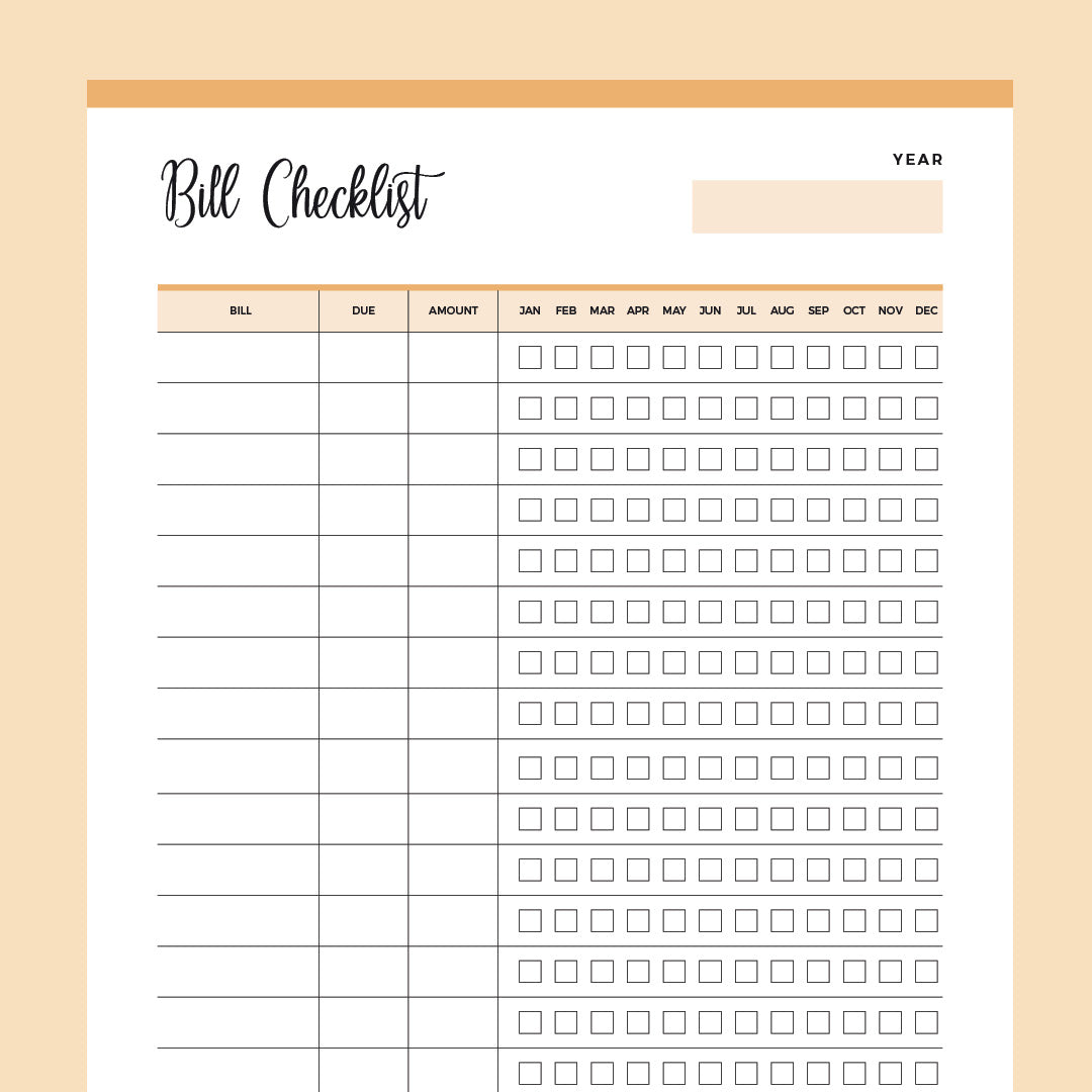 Bill Tracker Printable | US Letter and A4 size PDF | Instant Download – Plan Print Land for Bill Payment Checklist Printable Free