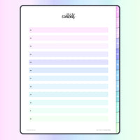 Digital Graph Paper Notebook - Hyperlinked Contents Page