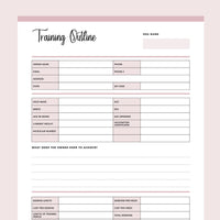 Dog Training Outline Agreement Printable - Pink