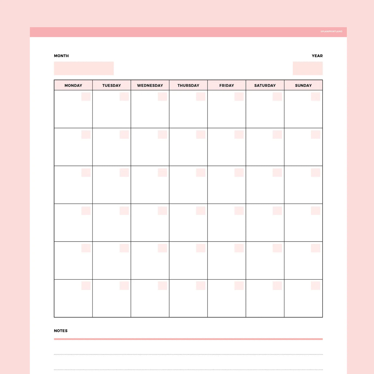 Printable Monthly Planner Templates