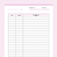 Editable Expense Tracking Template - Pink
