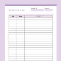Editable Expense Tracking Template - Purple