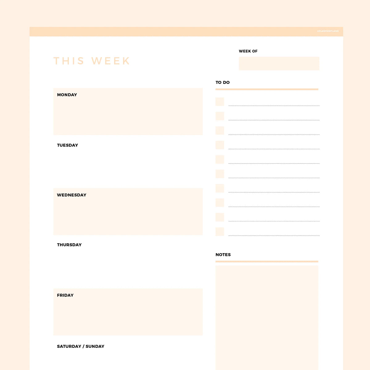 Editable Weekly Planner Template  Instant Download Fillable PDF