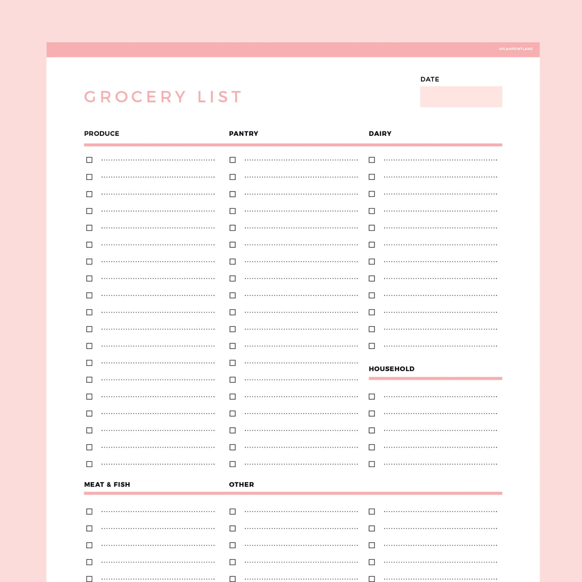 Groceries List Template Editable, Instant Download Fillable PDF