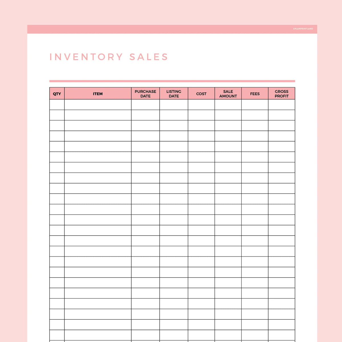 Inventory Sales Tracker Editable | Instant Download Fillable PDF | A4 ...
