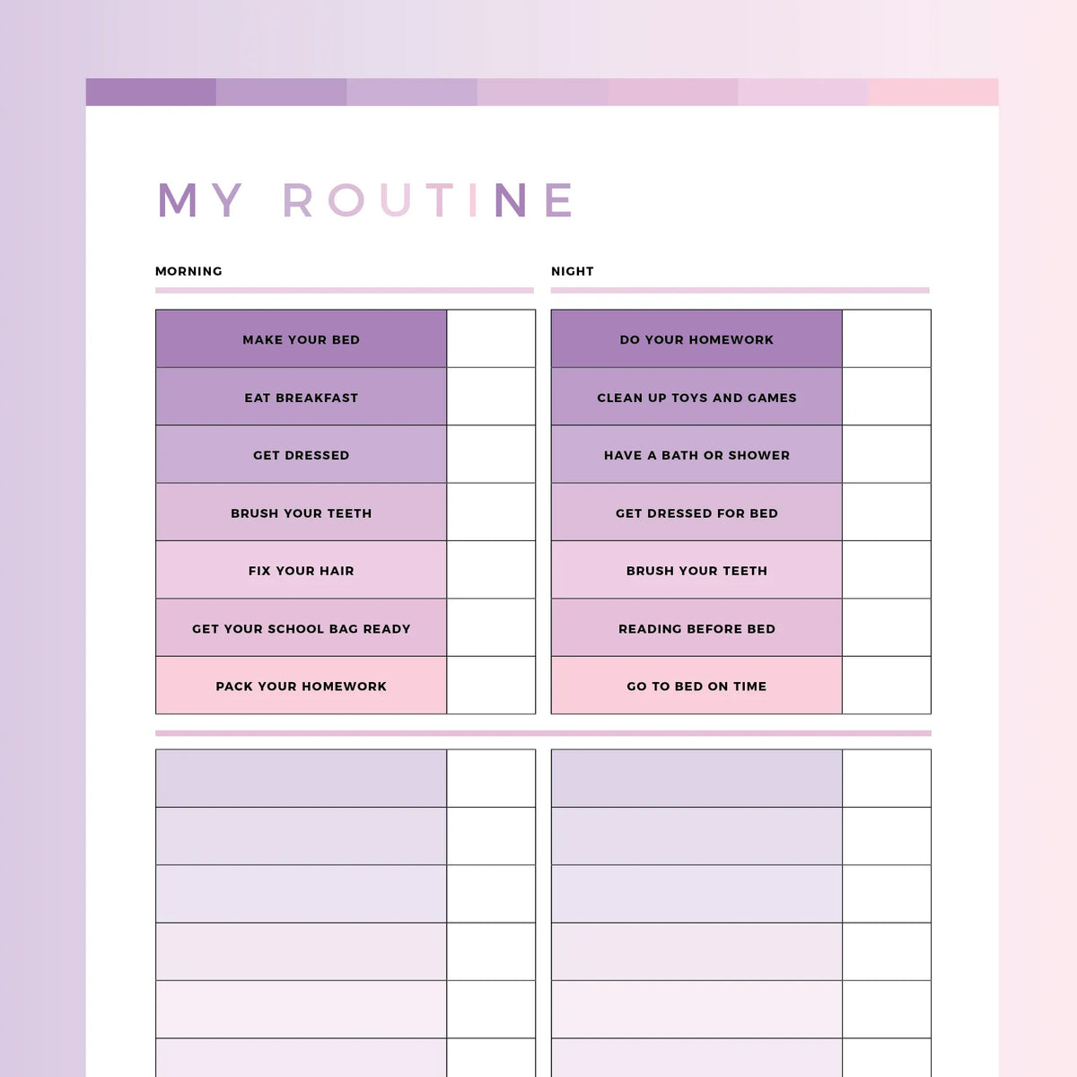 daily routine chart template