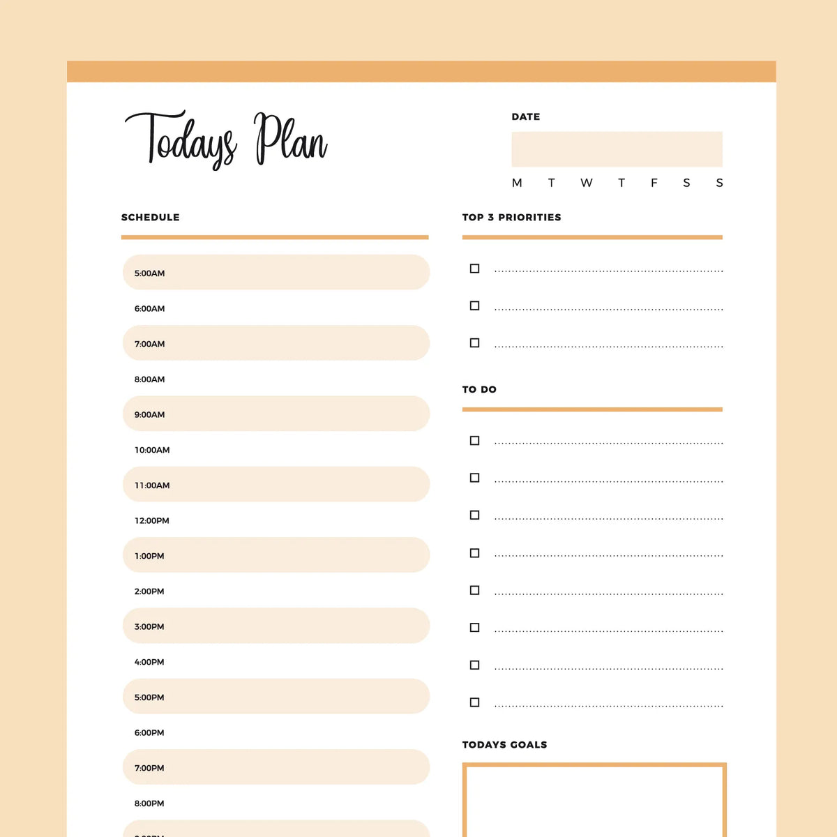 Printable No Date Daily Planner