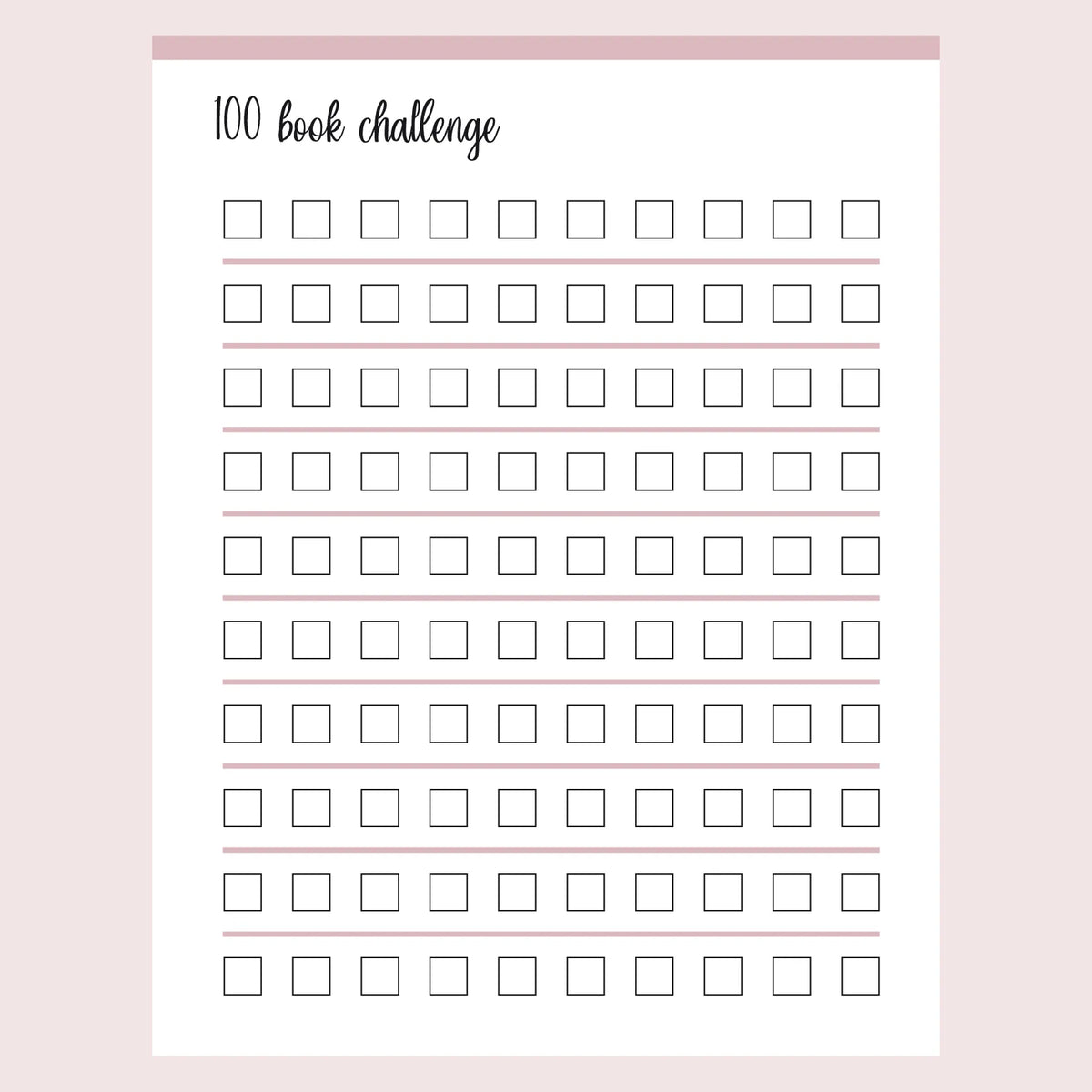 Printable 100 Book Challenge Instant Download PDF A4 And US Letter printable-100-book-challenge-instant-download-pdf-a4-and-us-letter