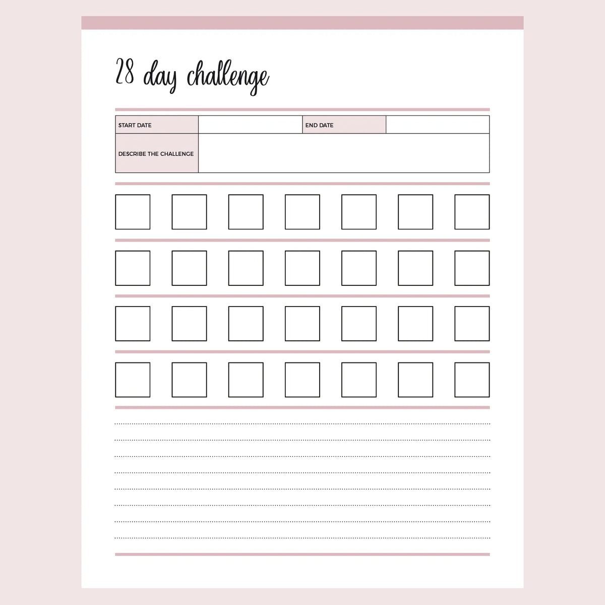 Free Printable 4 Week 28 Day Calendar Template
