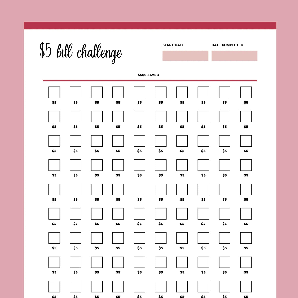 Printable 5 Dollar Bill Challenge Instant Download PDF A4 US Letter Plan Print Land printable-5-dollar-bill-challenge-instant-download-pdf-a4-us-letter-plan-print-land