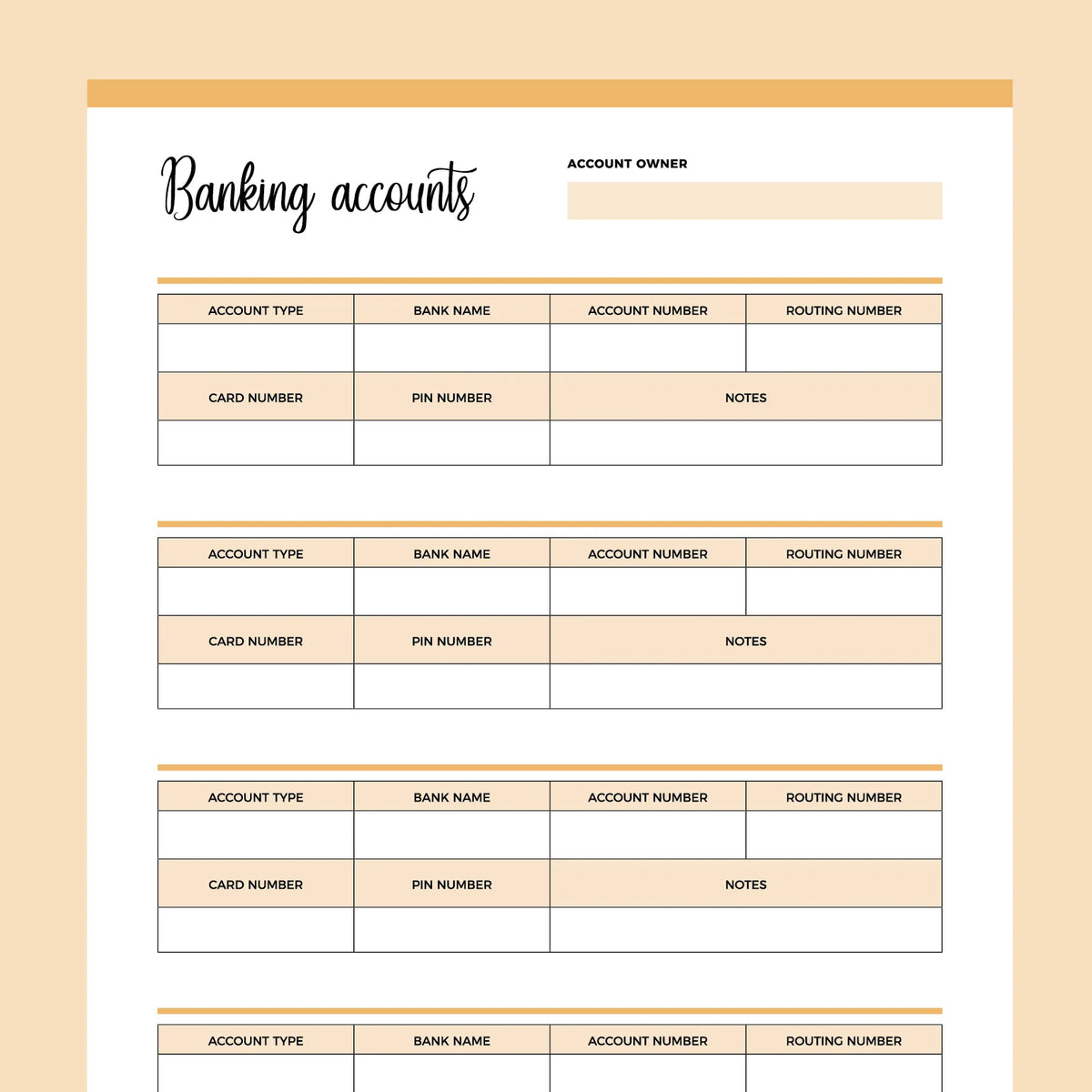 Printable Bank Account Information Templates Instant Download PDF printable-bank-account-information-templates-instant-download-pdf