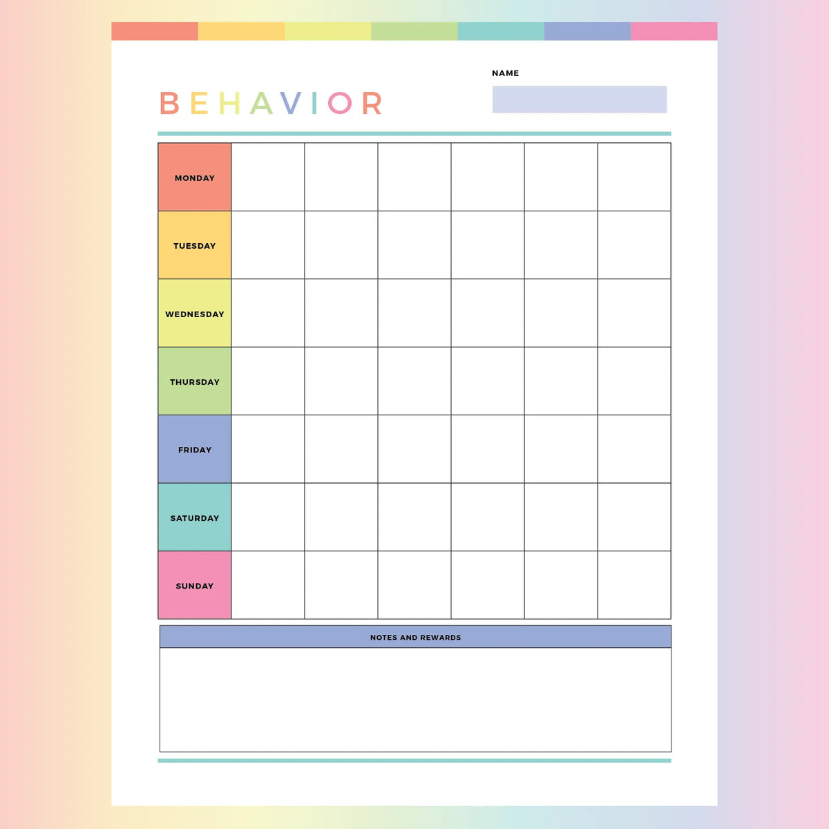 Printable Behaviour Chart For Kids | Instant Download PDF | A4 and US Letter – Plan Print Land printable-behaviour-chart-for-kids-instant-download-pdf-a4-and-us-letter-plan-print-land