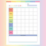 Printable Behaviour Chart For Kids