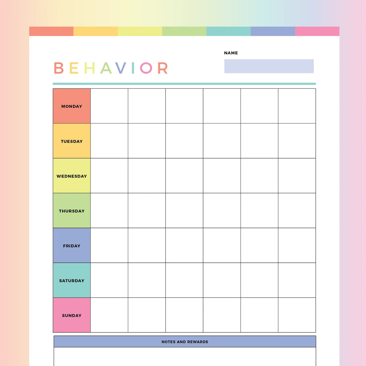 Printable Behavior Chart Template printable-behavior-chart-template