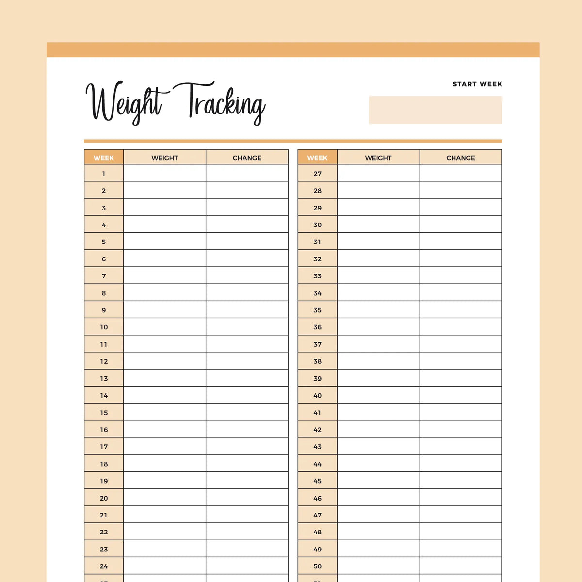 Weight Tracker Template PDF – Food is for Healing