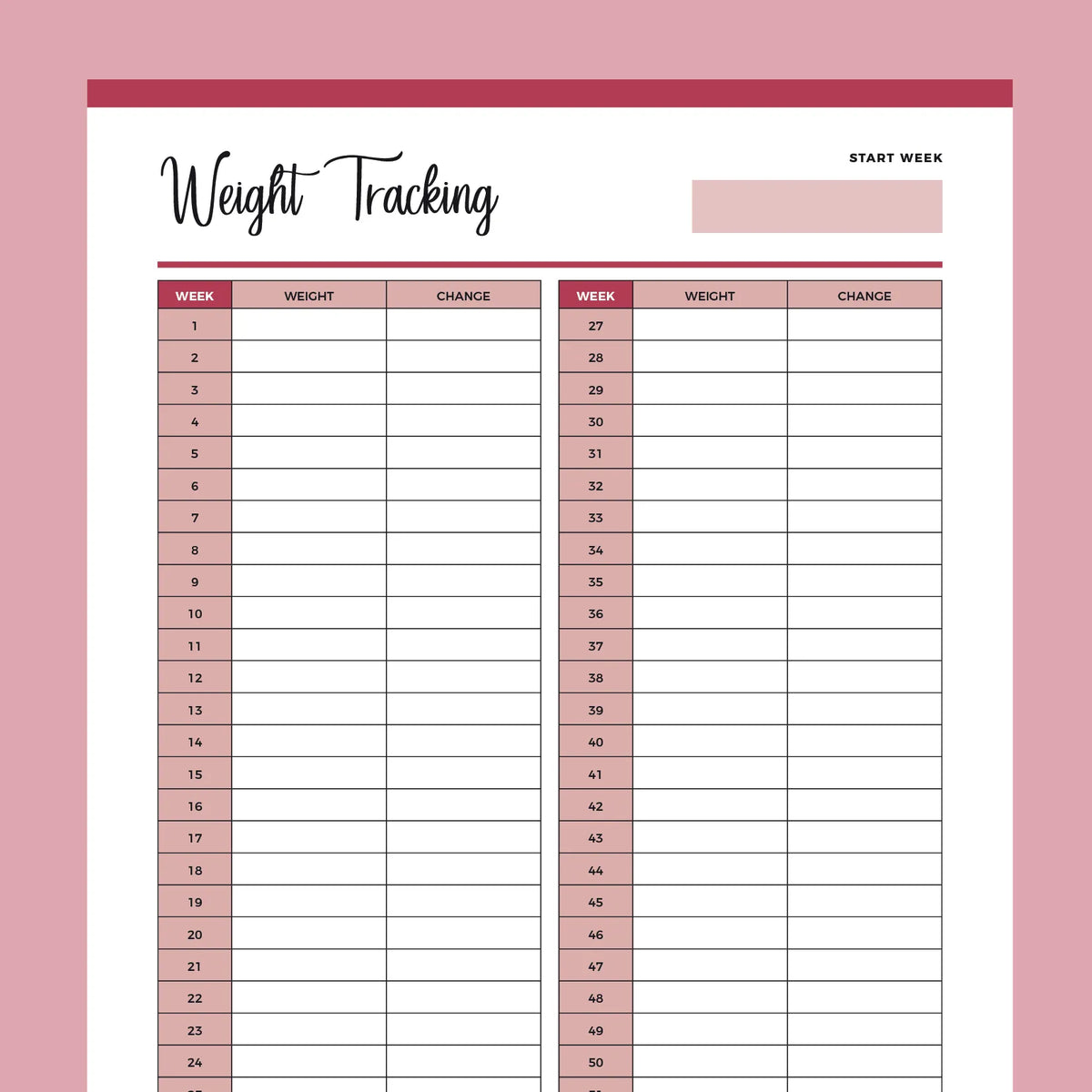Printable Weight Loss Chart Template printable-weight-loss-chart-template