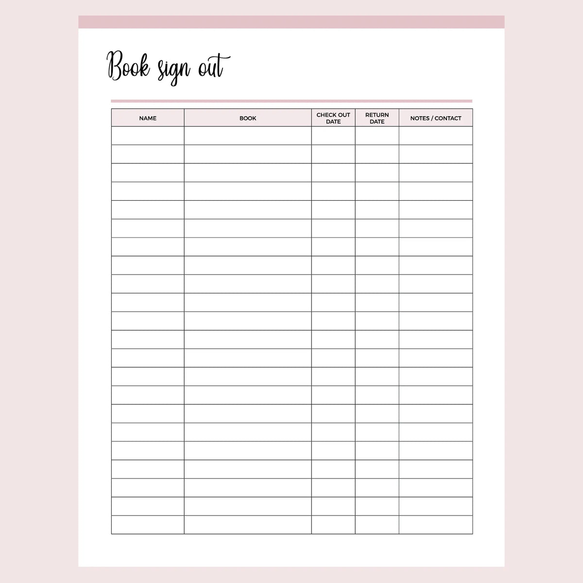 Printable Book Borrowing Sign-Out Form | Instant download PDF | A4 & US Letter – Plan Print Land printable-book-borrowing-sign-out-form-instant-download-pdf-a4-us-letter-plan-print-land