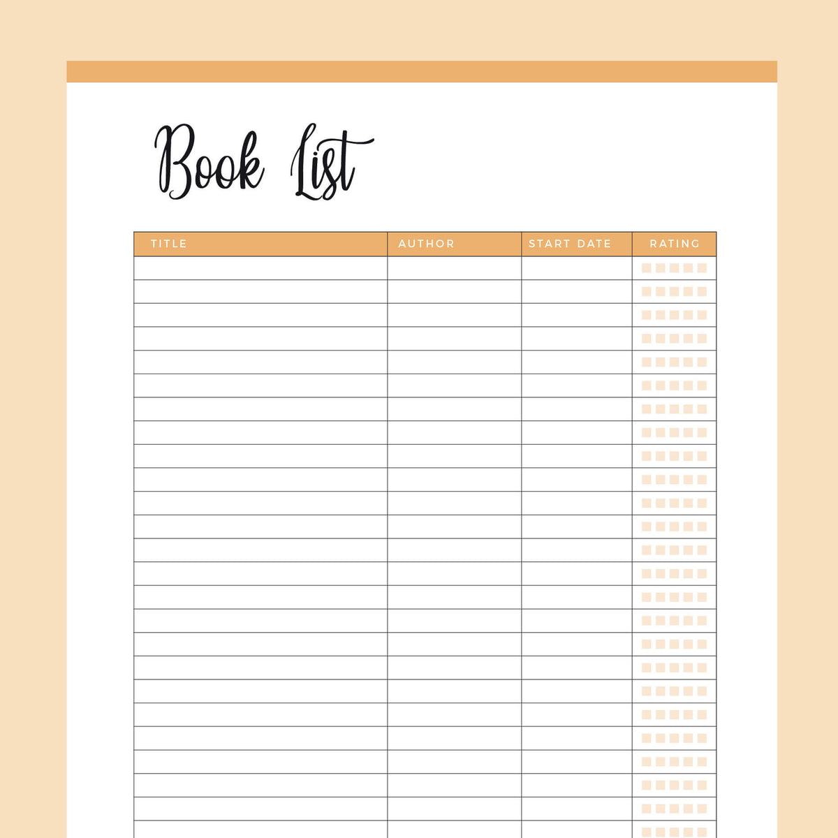Printable Book List Plan Print Land