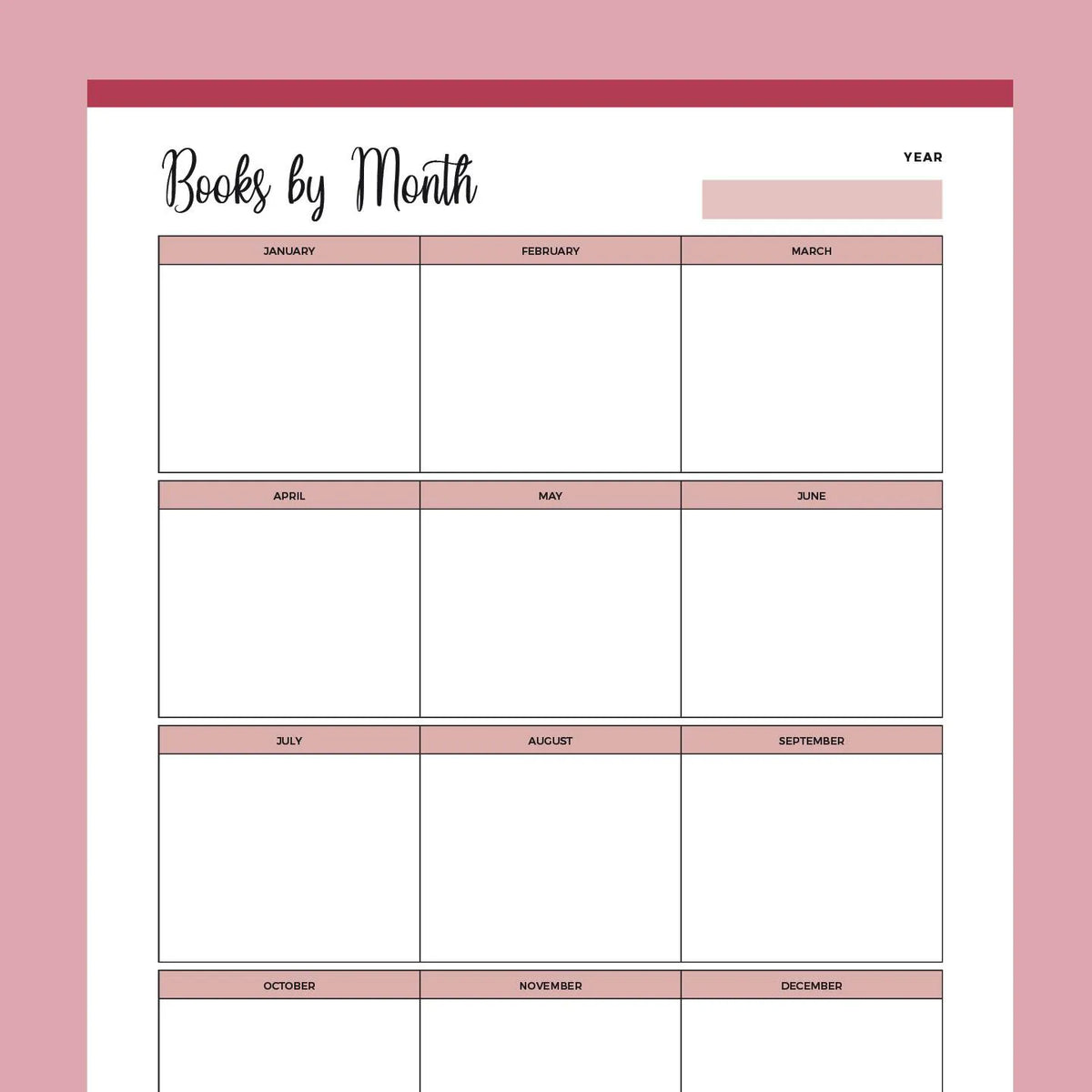 Printable Book Reading Calendar | Instant Download PDF – Plan Print Land