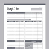 Printable Budget Worksheet - Grey