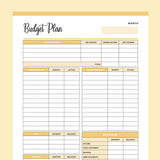 Printable Budget Worksheet - Yellow