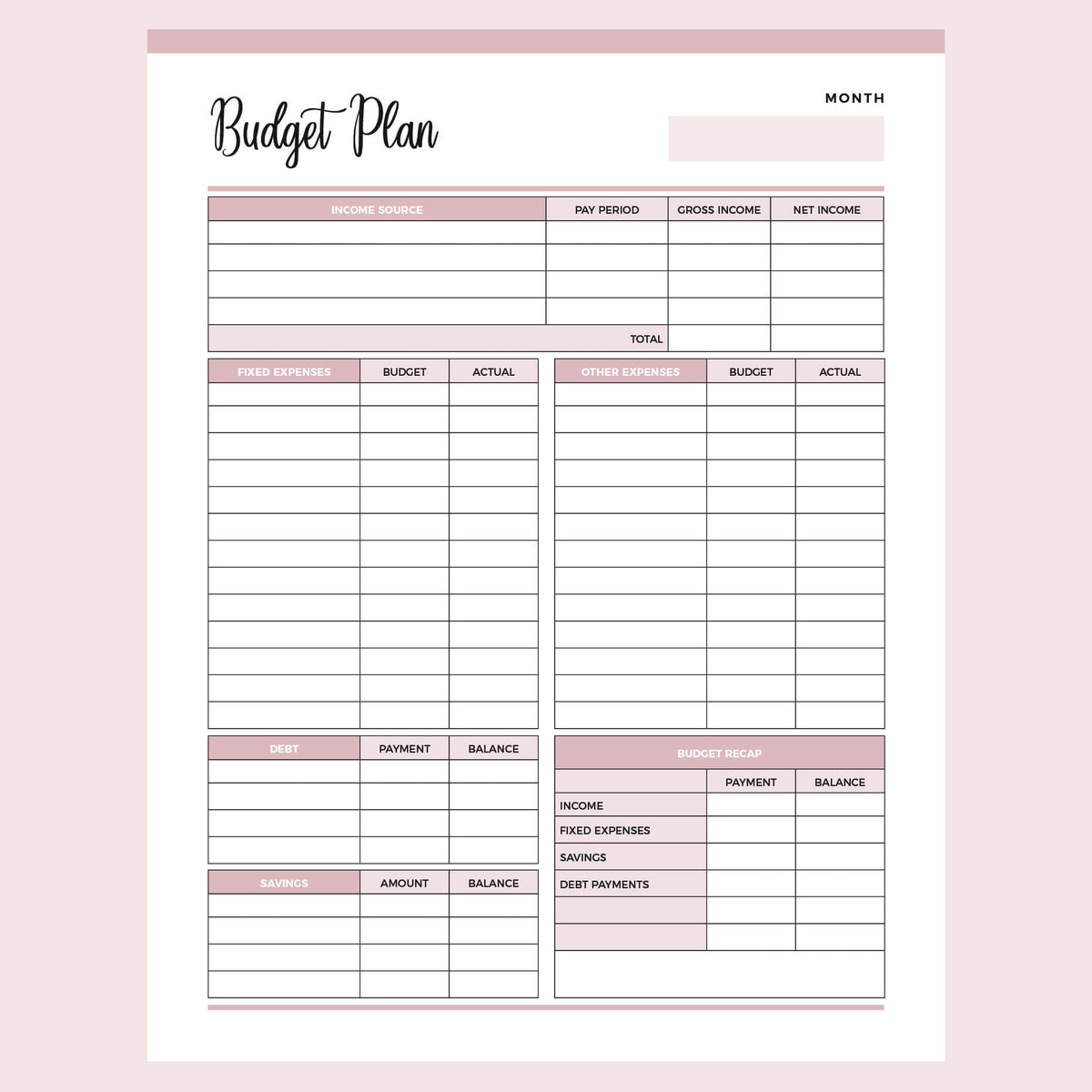 Printable Budget Worksheet | US Letter & A4 PDF | FREE Download – Plan Print Land printable-budget-worksheet-us-letter-a4-pdf-free-download-plan-print-land