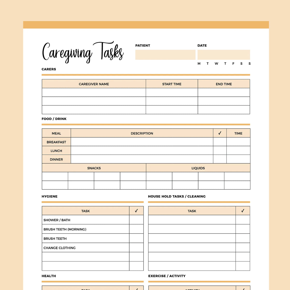 Printable Caregiving Daily Task Checklist | Instant download PDF | A4 & US Letter – Plan Print Land printable-caregiving-daily-task-checklist-instant-download-pdf-a4-us-letter-plan-print-land