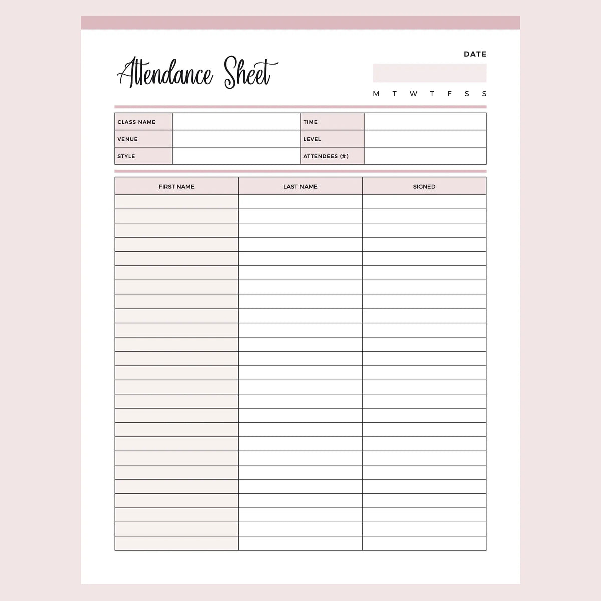 Printable Class Attendance Sheet | Instant Download PDF | A4 and US ... Printable Class Attendance Sheet | Instant Download PDF | A4 and US ...