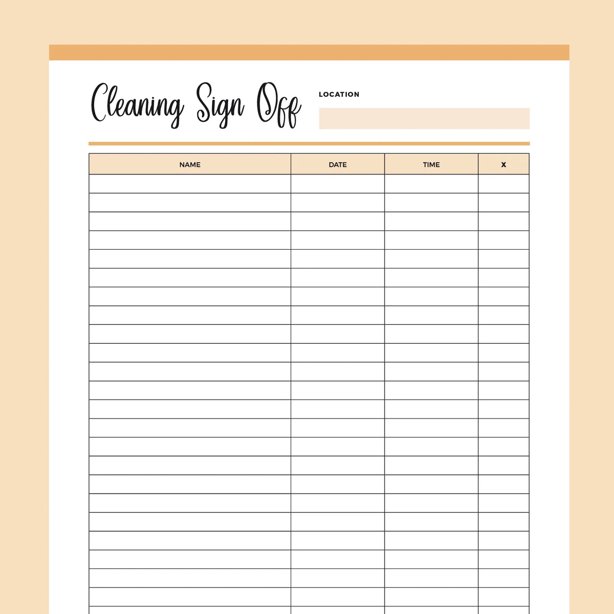 printable cleaning company sign off form | instant download pdf