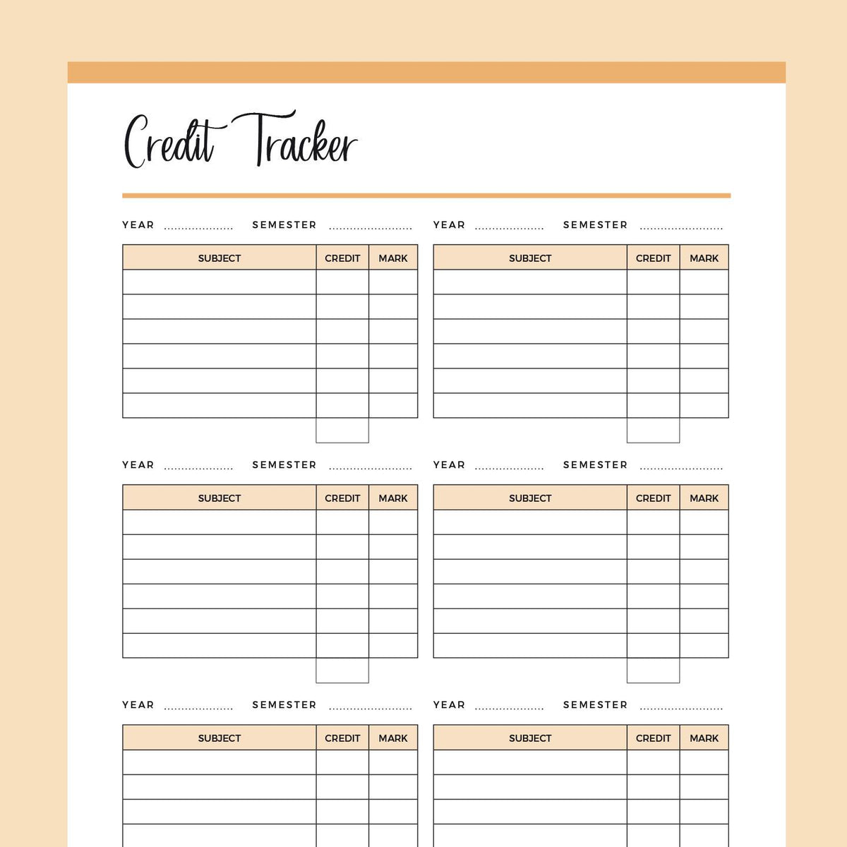 Printable College Credit Tracker | Instant Download PDF – Plan Print Land for Credit Score Tracker Printable Free