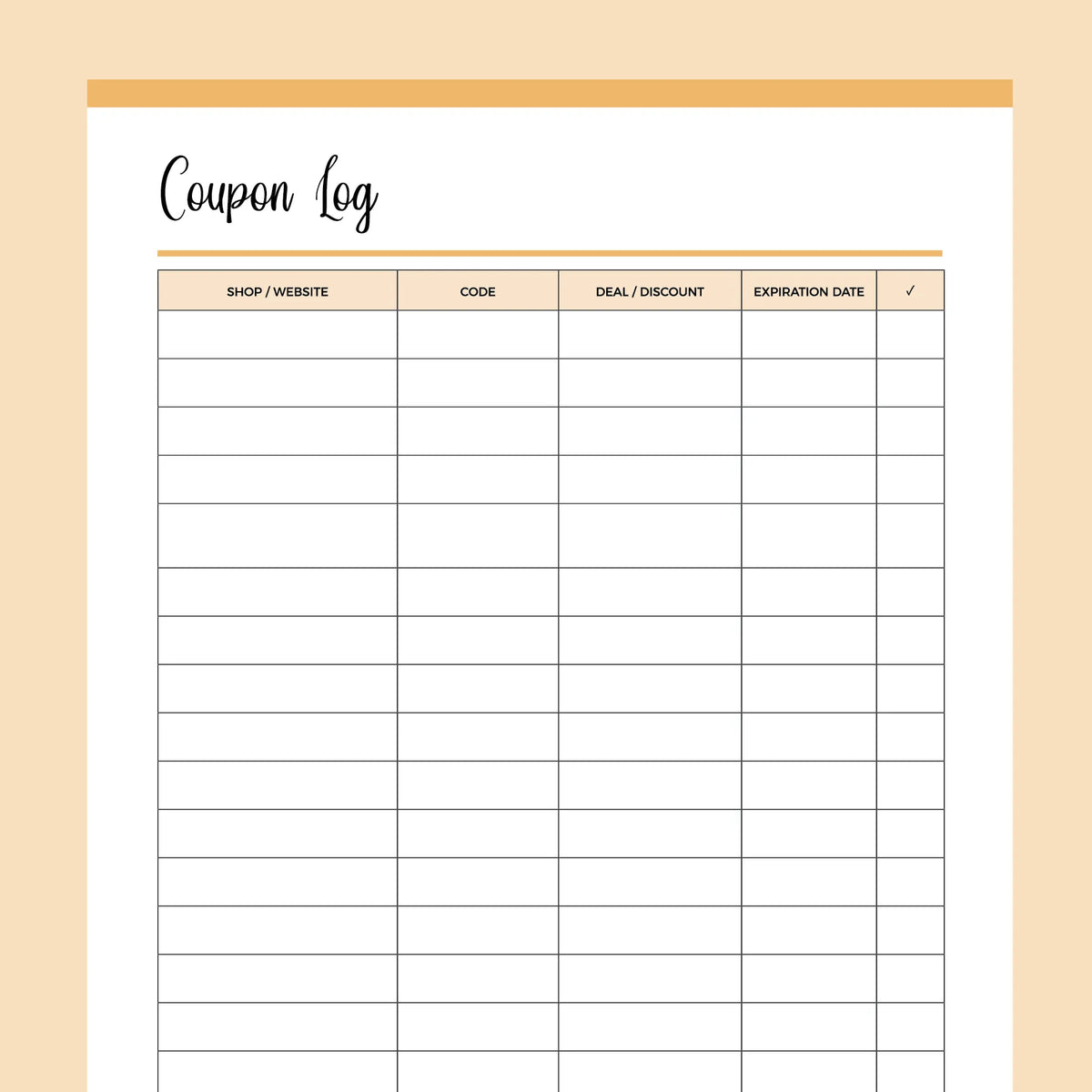 Discount Codes Tracker Printable Coupon Code Tracker Shop Discount Savings  Printable PDF A4 A5 Letter Half Letter (Download Now) 