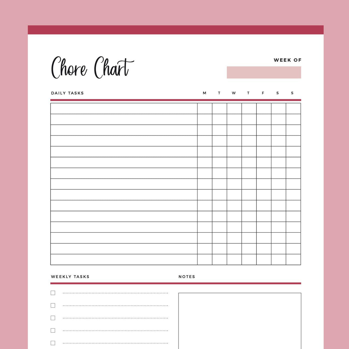 Printable Daily Chore Chart – Plan Print Land printable-daily-chore-chart-plan-print-land