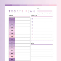 Printable Daily Planner For Kids - Pink and Purple Rainbow