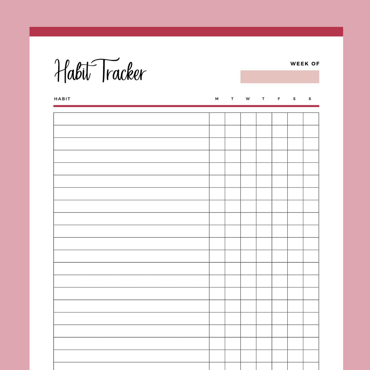 Printable Daily Habit Tracker – Plan Print Land