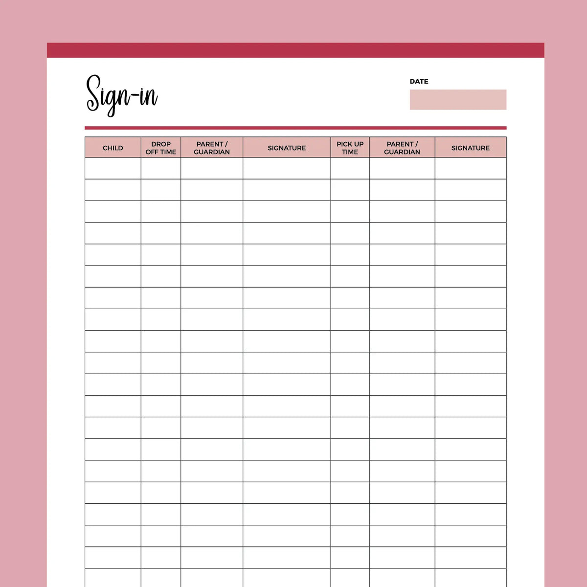 printable-day-care-sign-in-template-instant-download-pdf-a4-us-letter-plan-print-land for Free Printable Parent Sign In Sheet Printable Day Care Sign-In Template | Instant download PDF | A4 & US Letter – Plan Print Land for Free Printable Parent Sign In Sheet