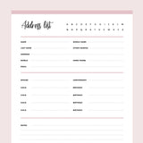 Printable Detailed Adress Book Template - Pink
